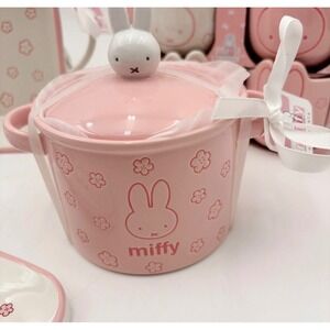 Miffy Pink Ceramic Cocotte Mini Casserole Dish with Lid 3D Bunny Handle Floral